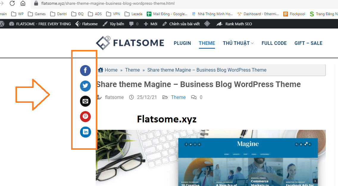 Thêm Block Share cho web theme Flatsome