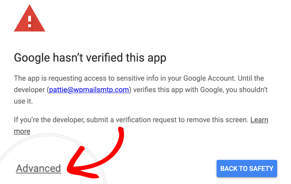 Cảnh báo OAuth của Gmail