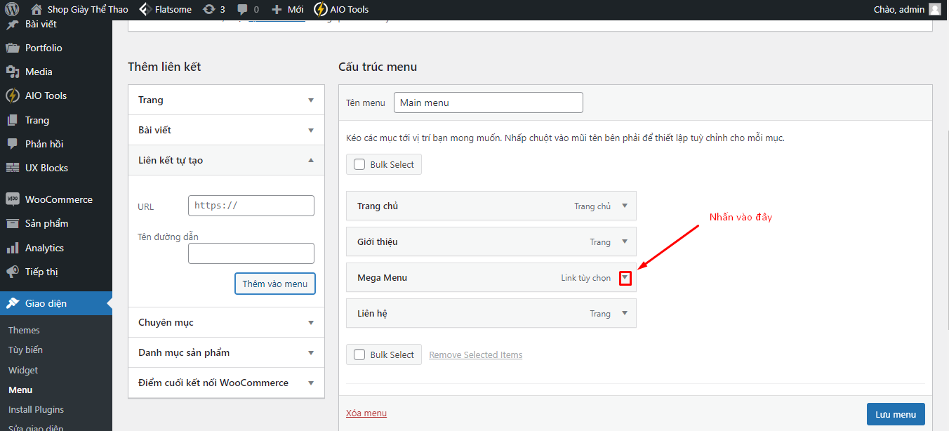 Cách tạo menu bằng Uxbuild trong flatsome - tạo menu mega