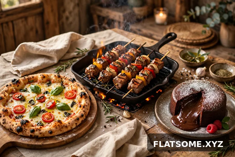 Prompt AI chụp món Âu: pizza, BBQ, chocolate đẹp mắt
