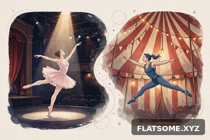 Prompt AI vẽ xiếc, ballet và nghệ thuật biểu diễn sân khấu đẹp chân thực
