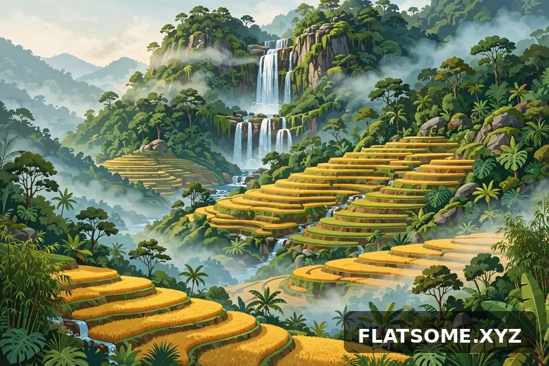 8 prompt AI vẽ ruộng bậc thang thác nước Việt Nam đẹp mê ly